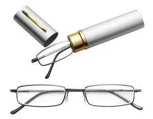 Compact Reading Glasses with Aluminum Tube Case Men Women Spring Hinge Reader - +1.25 Strength Compact Reading Glasses with Aluminum Tube Case Men Women Spring Hinge Reader - +1.25 Strength