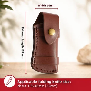 Hand Made Carved Cow Leather Sheath For Folding Knife Cover Pouch Belt Clip US - Small Brown Hand Made Carved Cow Leather Sheath For Folding Knife Cover Pouch Belt Clip US - Small Brown