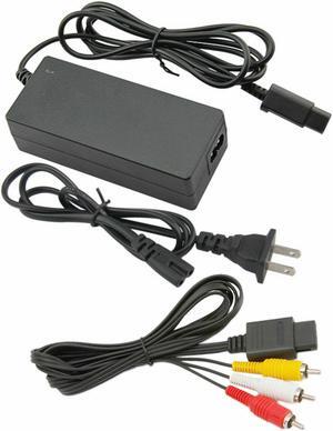 AC Adapter Power Supply & Audio Video A/V Cable for Nintendo GameCube Bundle USA