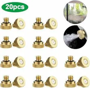 20x Brass Misting Nozzles Mister Sprinkler Outdoor Cooling System Garden Sprayer