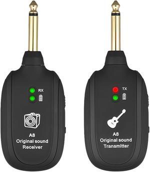 UHF Guitar Wireless System Transmitter+Receiver Built In Rechargeable Battery
