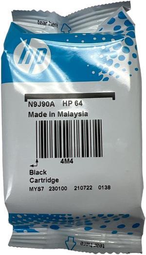 Original 64 Black Ink Cartridge (N9J90AN) for ENVY 7955e, 7958e ENVY Photo 6220, 6222, 6230, 6232, 6252, 6255, 6258, 7134, 7155, 7158, 7164, 7830, 7855, 7858, 7864 Original 64 Black Ink Cartridge (N9J90AN) for ENVY 7955e, 7958e ENVY Photo 6220, 6222, 6230, 6232, 6252, 6255, 6258, 7134, 7155, 7158, 7164, 7830, 7855, 7858, 7864