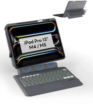 EIP Keyboard Case for iPad Pro 13 inch M5 (2025) / M4, Magnetic Detachable Keyboard with Patented Stylus Shortcuts, Adjustable Stand, Seven-Color Backlit [Not for Pro 12.9 3-6th] [Not for Air 13].