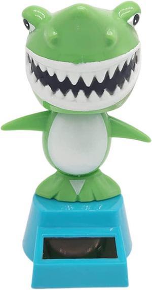 Solar Bobble Head Toy  Shark Doll Solar Dancing ToysCar Ornaments Shaking Figurine Statue Dash Board for Vehicle Green