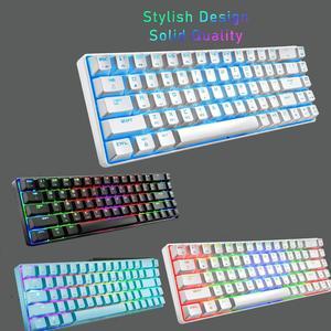 Gaming Keyboard Mechanical 68 Keys Wired RGB Backlit Portable for PC PS4 Laptop Black White