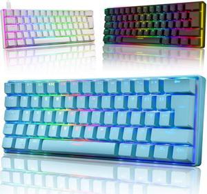 RGB Mechanical Keypad, Wired Portable 61-Keys Gaming Keyboard For PC Black Blue