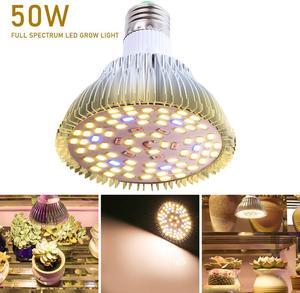 50W E27 LED Plant Grow Light - Bulb Full Spectrum Sunlike Lamp Grow Light for Indoor Plant Flower Bloom
