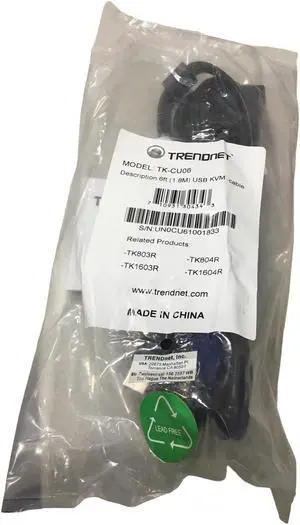 TRENDnet TK-CU06, 6-feet USB KVM cable for TK-803R/1603R, NEW!