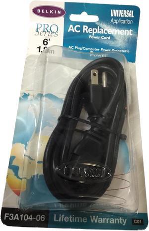 BELKIN PRO Series, 6'/ 1.8m AC Replacement Power Cord F3A104-06