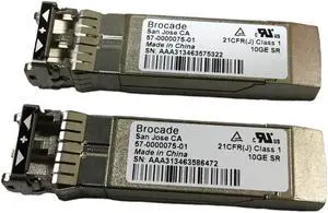 LOT OF (2) IBM Brocade 46C9297 46C9246 10GB SFP+ Virtual Fabric SR Optical Transceiver