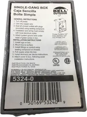Bell Outdoor 5324-0 Gray 1-Gang Plastic Weatherproof Box 4-1/2 x 2-3/4 in.