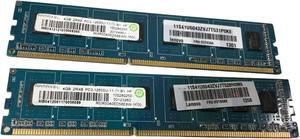 LOT OF 2 Ramaxel (2x4GB) DDR3 PC3-12800U,RMR5040ED58E9W DELL HP LENOVO ACER Desktop Memory