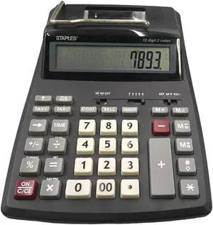 STAPLES PRINTING CALCULATOR 12 DIGIT 2 COLORS STAPLES 44780