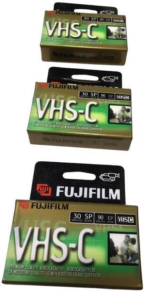 Lot of 3-FujiFilm VHS-C TC-30 Premium Quality Videocassette, 30 mins SP 90 Mins EP