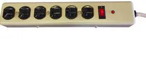 6-Outlet Surge Protector 125V 15A | Model 186SS Metal Power Strip | Taiwan