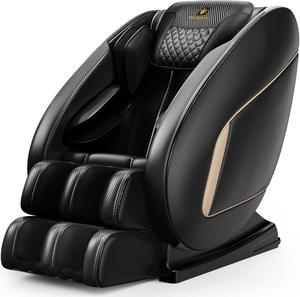 Massage Chair Recliner with Zero Gravity Heating and Bluetooth Functions Foot Roller, AI Voice Control, Airbags, Neck Shoulder Back Calf and Foot Massager, Easy to Use at Office and Home(Black)