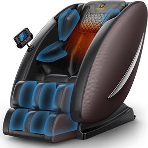 Massage Chair Recliner with Zero Gravity Heating and Bluetooth Functions Easy to Use at Home and Office (Brown)