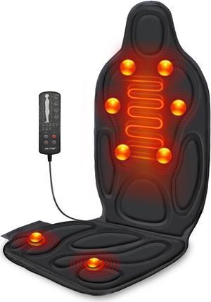 Vibration Massage Seat Cushion with Heat, 6 Vibrating Motors, Back Massager for Chair, Massage Chair Pad for Home Office use, Gifts for Women,Men, Black
