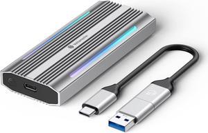 M.2 NVME SSD Enclosure for Gaming RGB, Yottamaster 10Gbps USB 3.1 Gen 2 SSD Enclosure, Aluminum NVMe Enclosure Support UASP Trim, Fits 2280/2260/2242/2230 M Key/B+M Key, up to 4TB (Silver)
