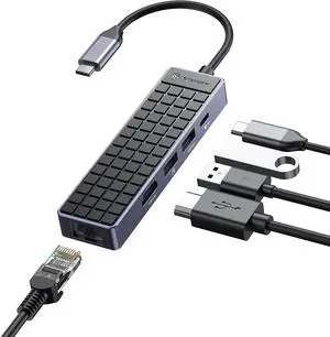 Yottamaster USB C Hub Ethernet, 5 in 1 USB C Hub Multiport Adapter with 4K HDMI, RJ45 Ethernet, USB3.0, 60W PD, Compatible with MacBook Pro/Air, Surface Pro and More Type C Laptop Devices