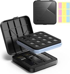 Yottamaster 19 Slot Memory Card Case Holder for 3 M.2 SSD and 16 TF Card Protector Case with Labels Waterproof and Anti-Shock Case