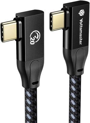 Yottamaster USB C to USB C Cable Dual 90 Degree[20Gbps, 100W], USB3.2X2 Bradied USB C Charging Cable Right Angle with E-Marker Support 4K@60Hz, Fully Compatible with USB C Devices [3.3ft/1m]