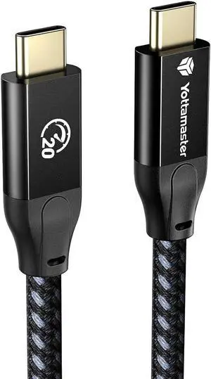 Yottamaster 100W USB C to USB C Cable(20Gbps, 6.6ft), USB3.2 Gen2x2 Braided USBC Charging Cable 2m with E-Marker Support 4K@60Hz, Fully Support Laptop/Tablet/Switch/Phone USB C Devices [6.6ft]