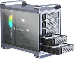 Yottamaster 5 Bay Hard Drive Enclosure,Aluminum Alloy 2.5"& 3.5" SATA HDD/SSD External HDD SSD Storage Enclosure with 80mm RGB Silent Fan,Supports 5X18TB Capacity for PC DIY Experts&Gamers