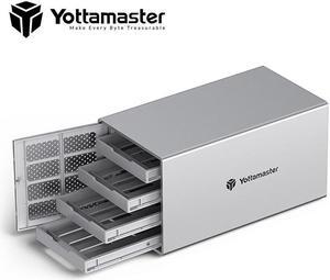 Yottamaster 4 Bay Hard Drive Enclosure, Aluminum Alloy 4 Bay 2.5/3.5 Inch Type C External Hard Drive Enclosure USB3.1 Gen1,Mac Style Designed for Personal Storage at Home&Office, NO RAID