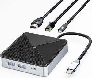 GiGimundo by Yottamaster 6-in-1 USB C Hub with USB 3.0 Splitters x 2, 5Gbps USB C Port x 1, 4K@60HZ HDMI, 1000Mbps Ethernet, PD 100W, Multi Extra USB Extender Adapter for Laptop, MacBook, Mac Mini