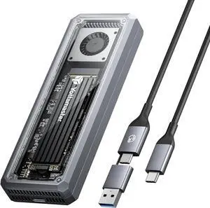 Yottamaster 40Gbps M.2 NVMe SSD Enclosure with Built-in Cooling Fan, Tool-Free Aluminum NVMe Enclosure, Support 4TB M.2 NVMe 2230 2242 2260 2280 (M Key), Compatible with USB4/3.2/3.1/3.0 [YACOM2]