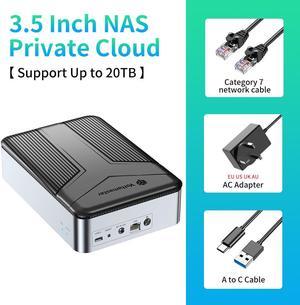 Yottamaster NAS Enclosure for 3.5" SATA HDD/SSD, 1 Bay Network Attached Storage, 1GbE Port, 1GB RAM DDR4, Personal Private Cloud, Network Hard Drive Enclosure Ethernet (Diskless) 20TB