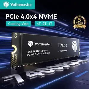 Yottamaster E-sports grade 2TB SSD, M.2 PCIe Gen4x4 NVME SSD, Up to 7450/6500MB/s Read/Write, 2TB M.2 NVMe Internal Solid State Drive with 3D TLC NAND, Gaming SSD Compatible with PS5, PCs, Laptops