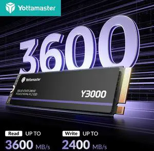Yottamaster Y3000 2TB SSD M.2 PCIe 3.0, Up to 3100MB/s, M.2 2280 NVMe Internal Solid State Drive with SLC Cache 3D NAND, Upgrade Storage for PC Computer, Laptop, Gaming