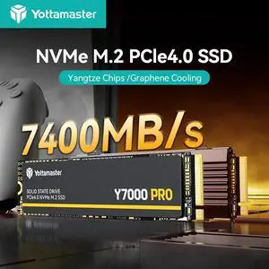 Yottamaster 2TB SSD M.2 PCIe 4.0  Built for Gaming, Up to 7000MB/s, M.2 2280 NVMe Internal Solid State Drive with 3D QLC NAND Flash, Storage Upgrade for PS5, PC, Laptop