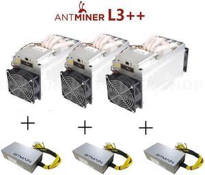 Bitcoin AntMiner L3+ 504MH/s ASIC Litecoin Scrypt Miner with 220V Power Supply LTC / DOGE Mining Machine-3pcs