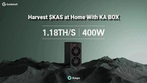 KA Box Kaspa Miner with 1.18Th/s hashrate only  400W power consumption, ship in May