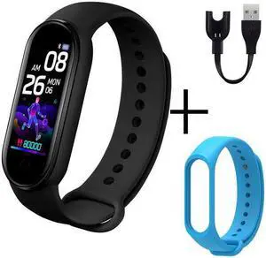 New M5 Smart Watch Women Heart Rate Monitor Fitness Tracker Pedometers Smartwatch Band Sport Watch for Men Blue