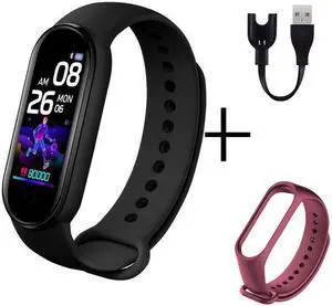 New M5 Smart Watch Women Heart Rate Monitor Fitness Tracker Pedometers Smartwatch Band Sport Watch for Men Red Wine