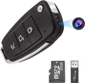 32G Car Key Spy Camera ,Hidden Camera with IR Night Vision Motion Detection, Spy Camera Hidden Camera with HD 1080P , Image 2560X1920, Nanny cam, Surveillance & Security Cameras for Dating