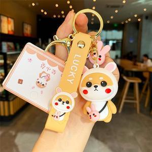 Creative New Year Apple Rabbit Keychain Cute Cartoon Little Rabbit Doll Car  Pendant Rabbit Year Gift Yellow 