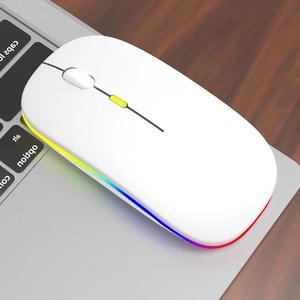 Bluetooth wireless mouse charging silent computer laptop charging game glowing mouse White