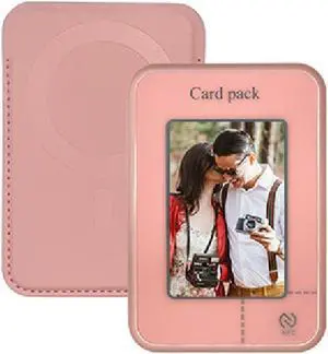 NFC Smart Display Magsafe Wallet Stand,Magnetic Card Holder Ink Screen Glass Projection Holder Compatible for iPhone 16/15/14/13/12/11 Pink