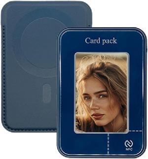 NFC Smart Display Magsafe Wallet Stand,Magnetic Card Holder Ink Screen Glass Projection Holder Compatible for iPhone 16/15/14/13/12/11 Blue