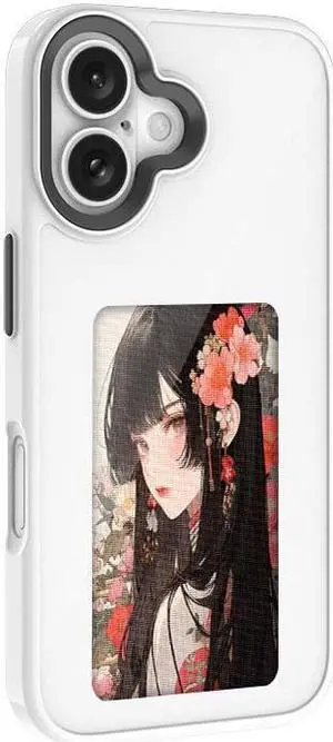 E-Ink Phone DIY Smart Display Customized Phone Case Ink Screen Glass NFC Projection Case Replacement for 13/14/15 White iphone16promax