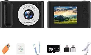 Digital Camera FHD 4K 44MP with 32GB Card 4X Zoom Anti Shake Compact Portable Small Cameras for Photography Point and Shoot Camera Gift for Teen Beginner