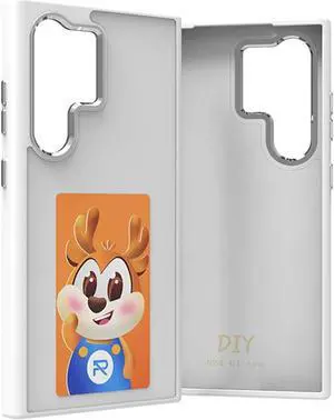 E-Ink Phone DIY Smart Display Phone Case Ink Screen Glass NFC Projection Case Replacement for Compatible for S24Ultra S23Ulrea White S24 Ultra