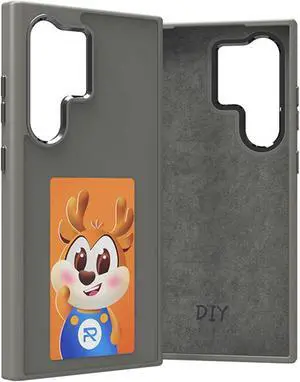 E-Ink Phone DIY Smart Display Phone Case Ink Screen Glass NFC Projection Case Replacement for Compatible for S24Ultra S23Ulrea Gray S23ultra