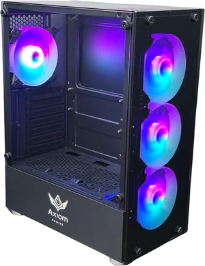 Axiom Gaming Nova Series C013 ATX Mid-Tower PC Gaming Case | Built-in RGB Lighting | Tempered Glass Front & Side Panels | 4 x 120mm RGB Fans Included | Fan Controller With Remote | Black Axiom Gaming Nova Series C013 ATX Mid-Tower PC Gaming Case | Built-in RGB Lighting | Tempered Glass Front & Side Panels | 4 x 120mm RGB Fans Included | Fan Controller With Remote | Black