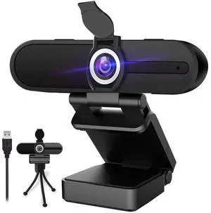 HZQDLN 4K Webcam, HD Webcam 8MP- Laptop PC Desktop Computer Web Camera with Microphone, USB Webcams for Video Calling Recording Streaming Video Conference, Webcam with Mini Tripod, Privacy Shutter